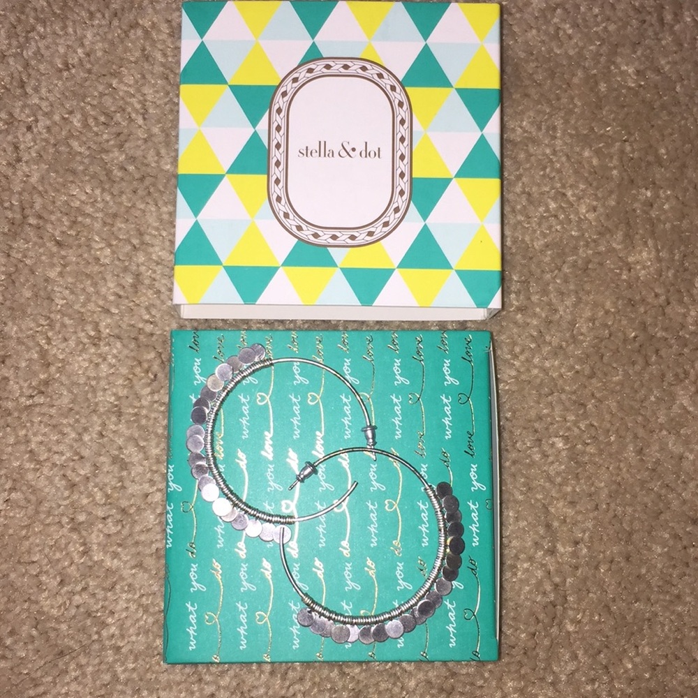 Stella & Dot silver fringe hoops